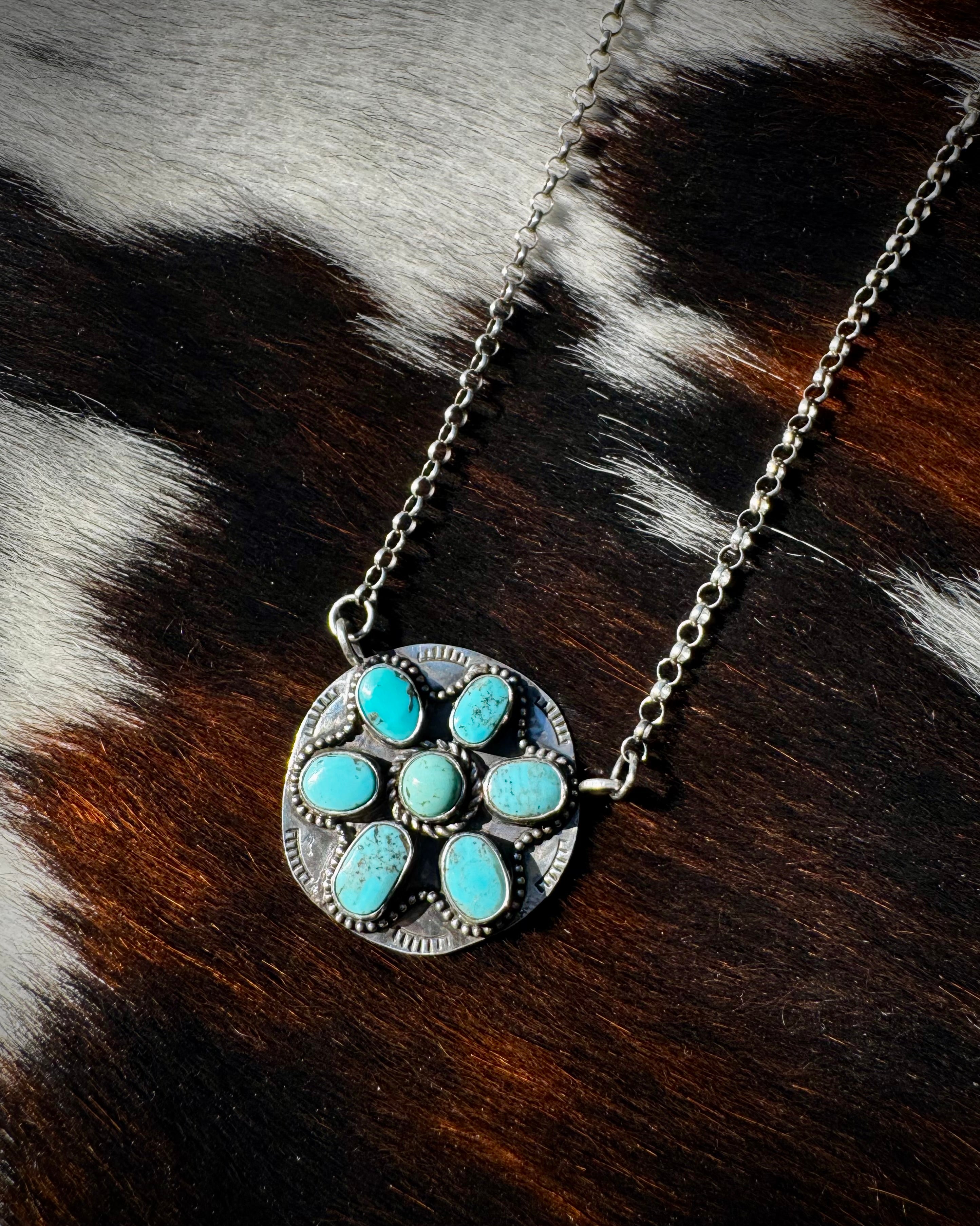 Mixed Turquoise Cluster Necklace