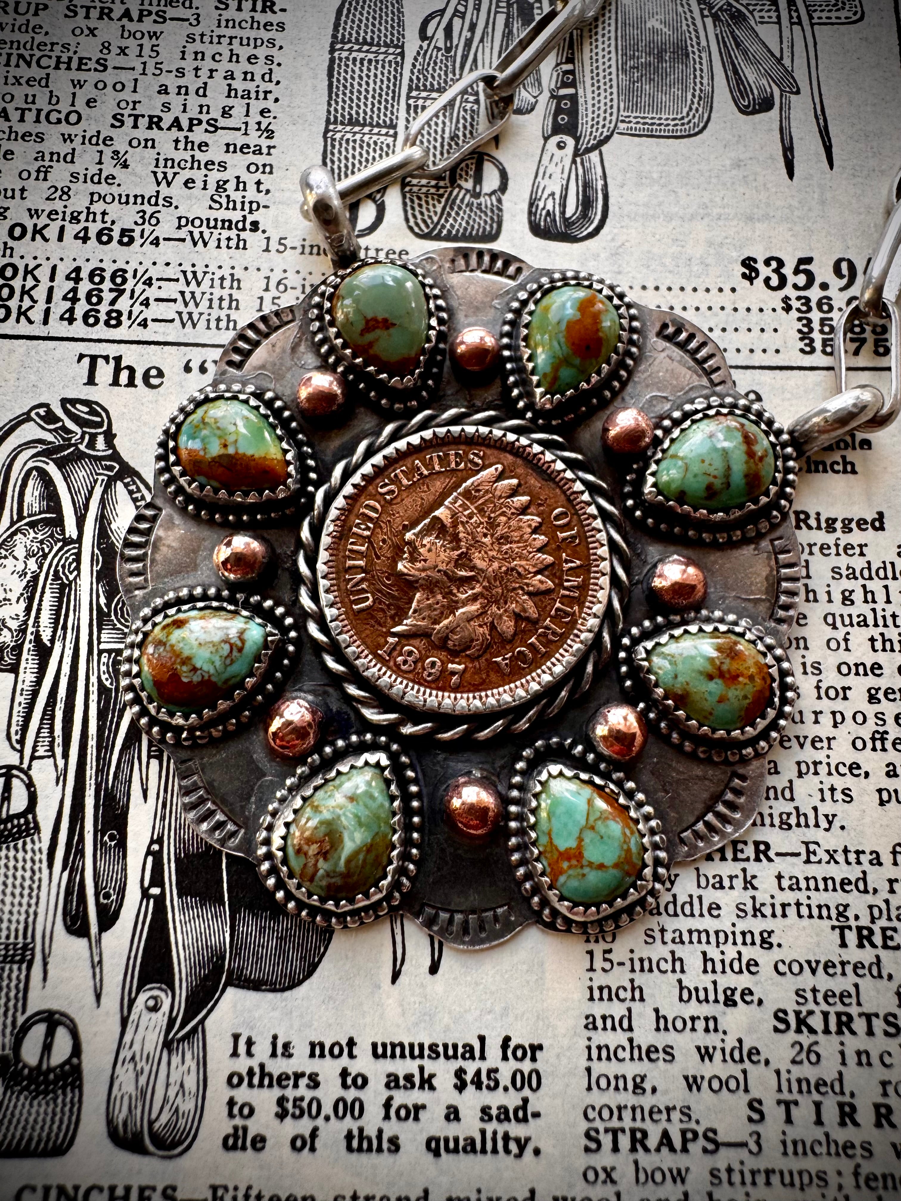 Kingman Penny Cluster Necklace