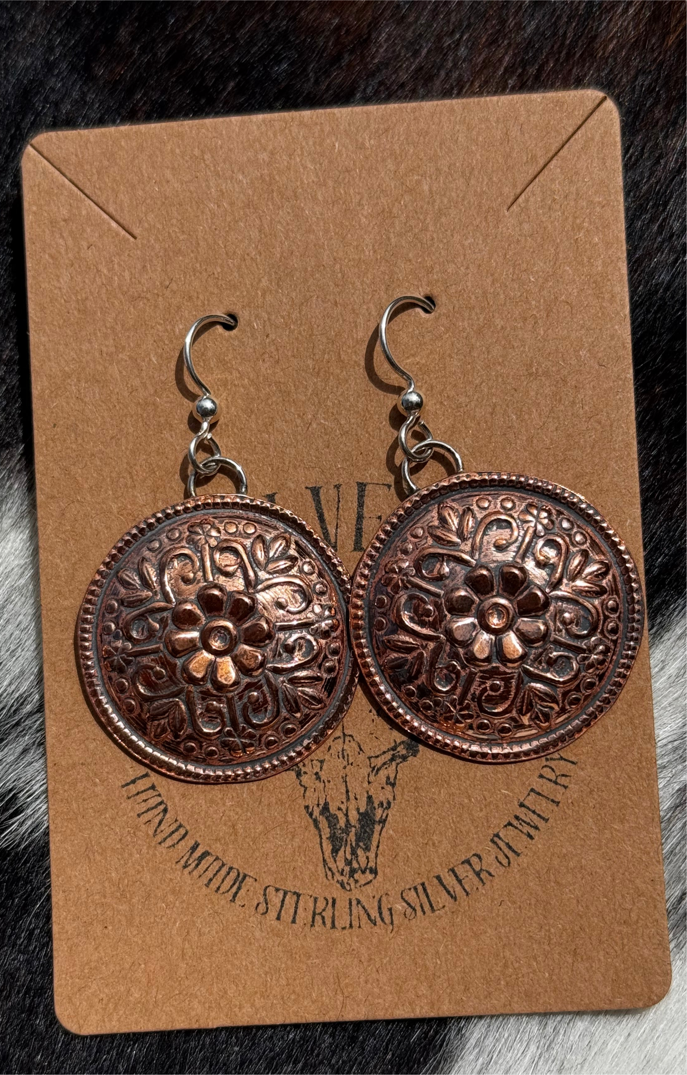 Copper Impression Dangles