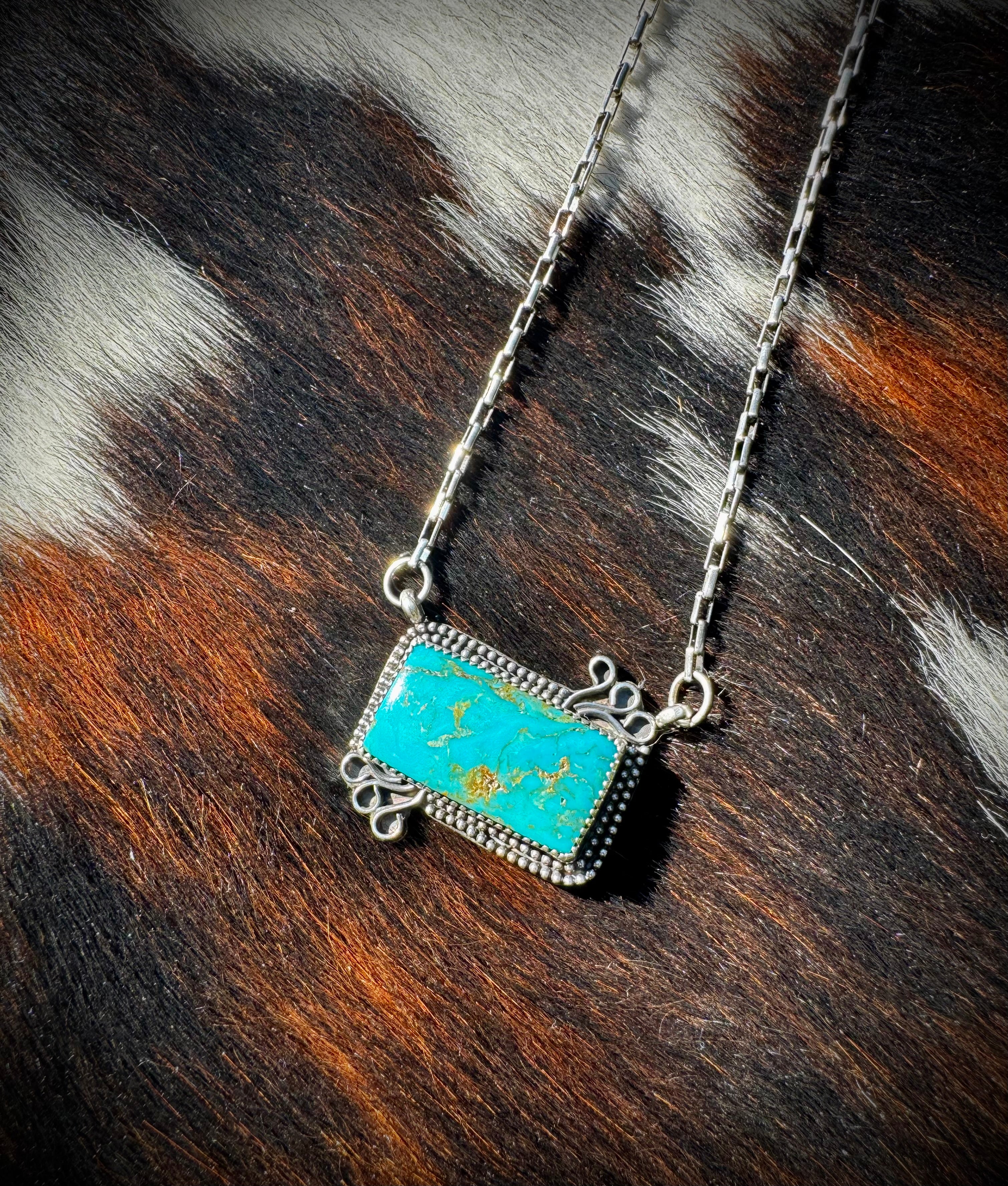 Kingman Turquoise Bar Necklace