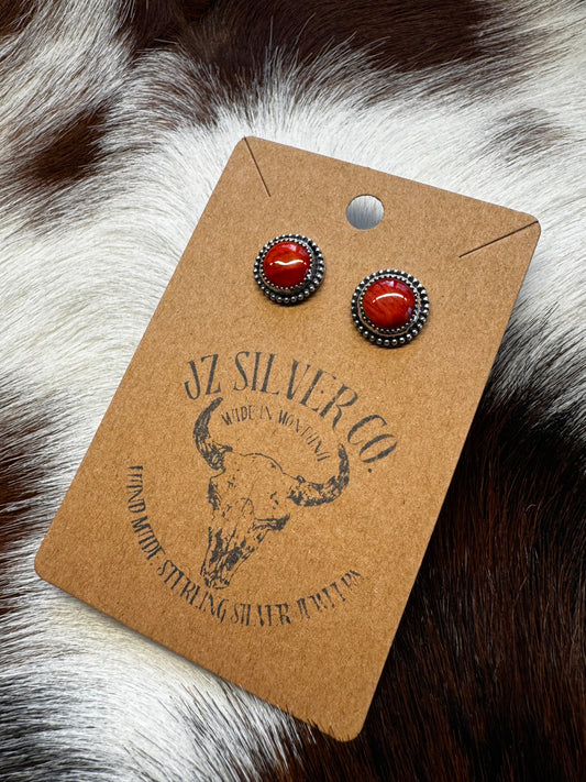 Red Spiny Earrings