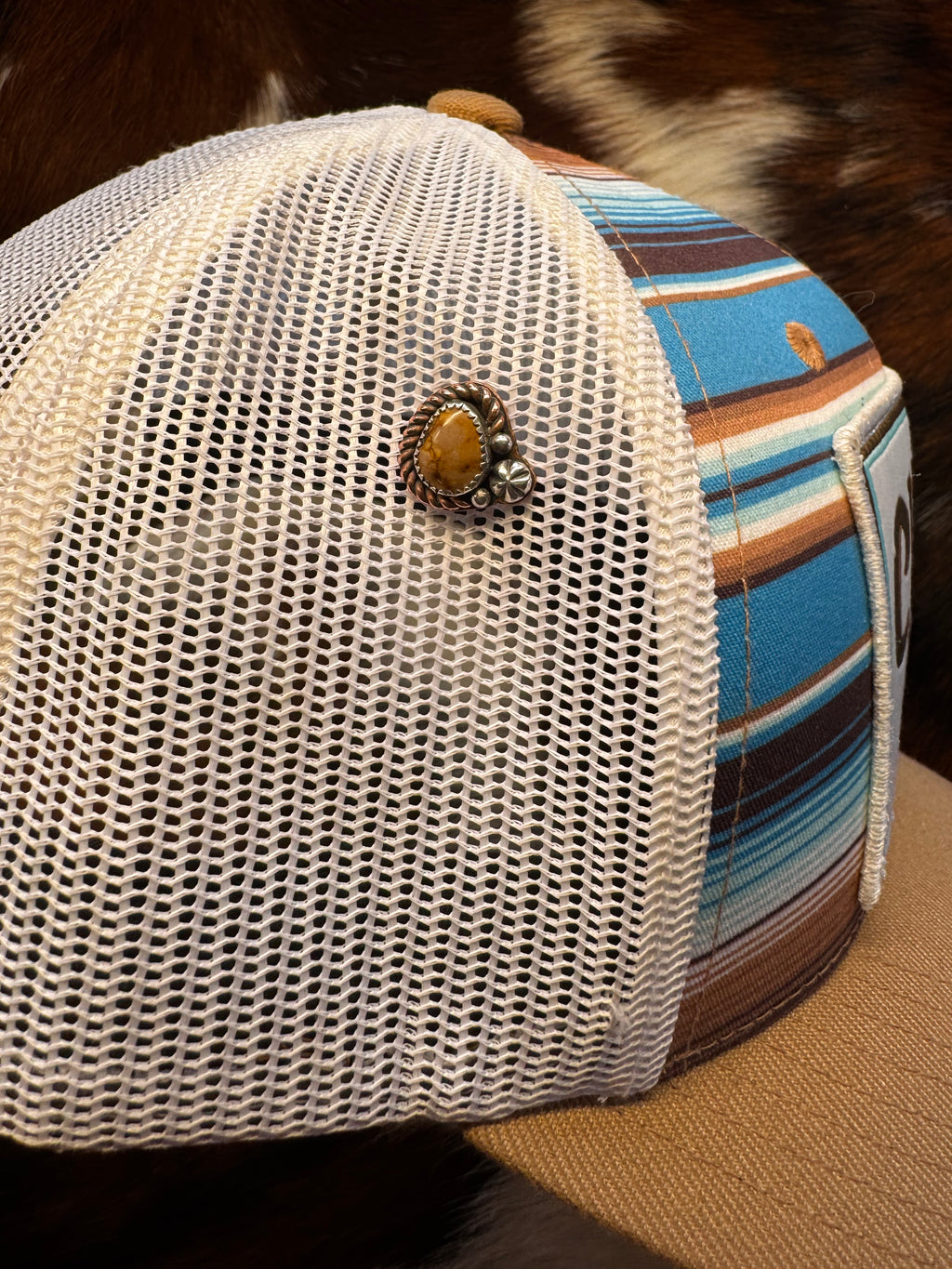 Copper hat pin with silver embellishments 