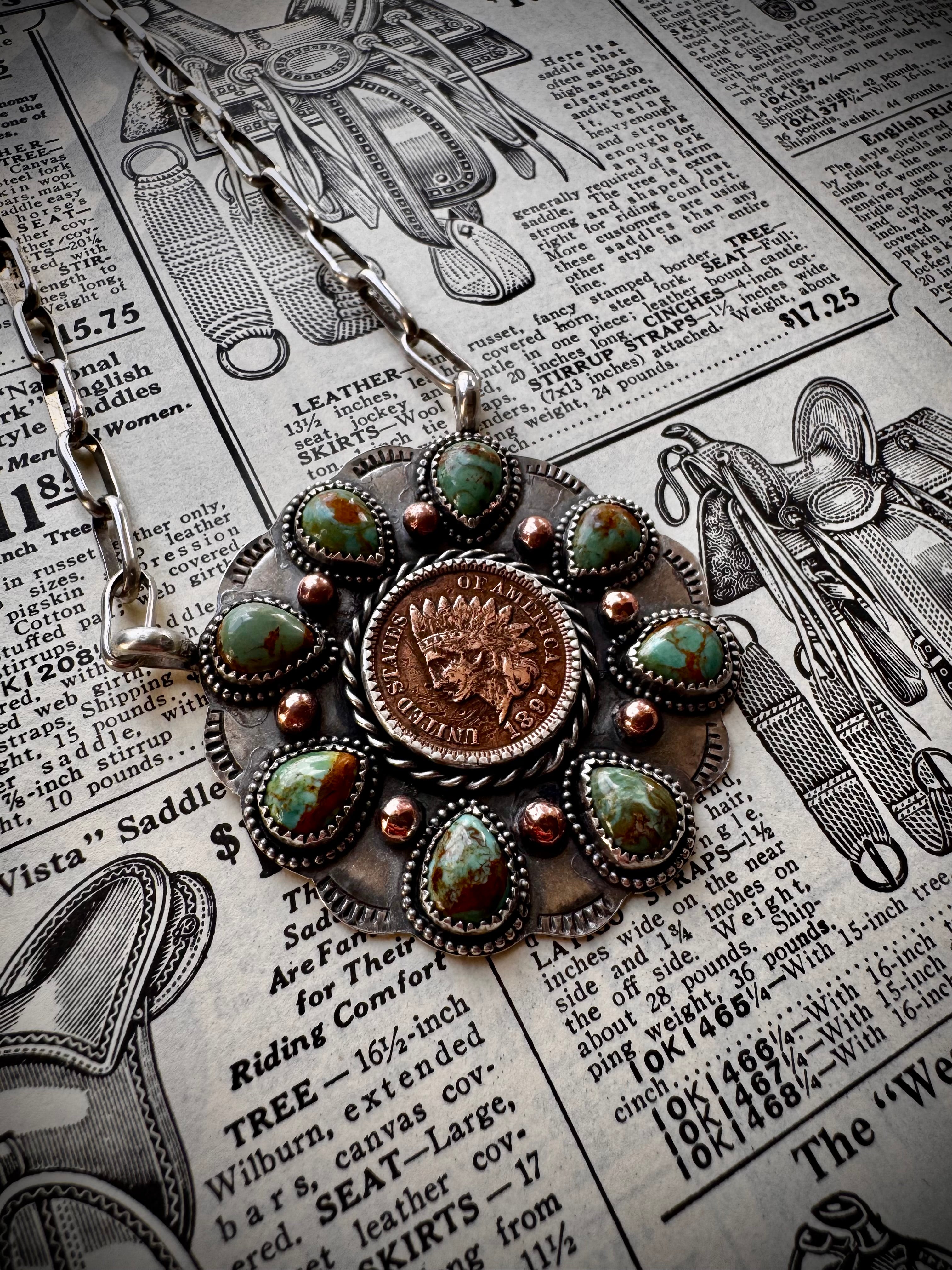 Kingman Penny Cluster Necklace