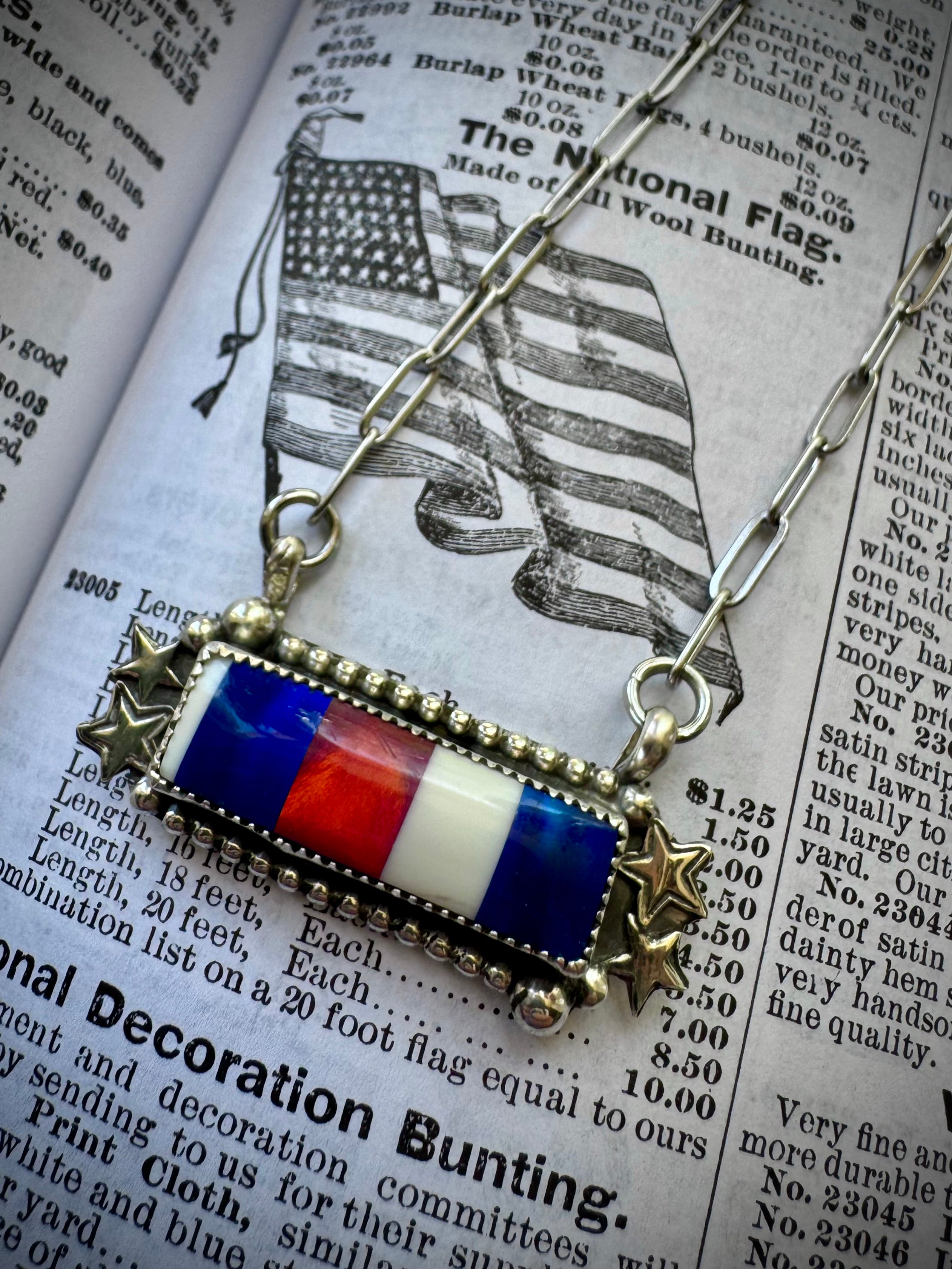 Red White & Blue Bar Necklace