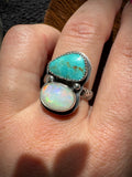 Kingman Turquoise & Ethiopian Opal Ring - Size 8.5